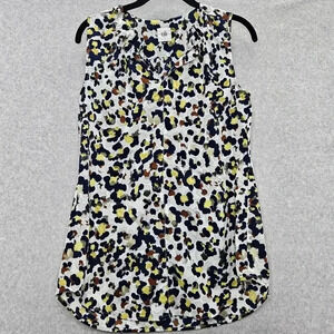 Cabi 5222 Fierce Top Sleeveless Seeing Spots Navy Multicolor Women's Size Small‎